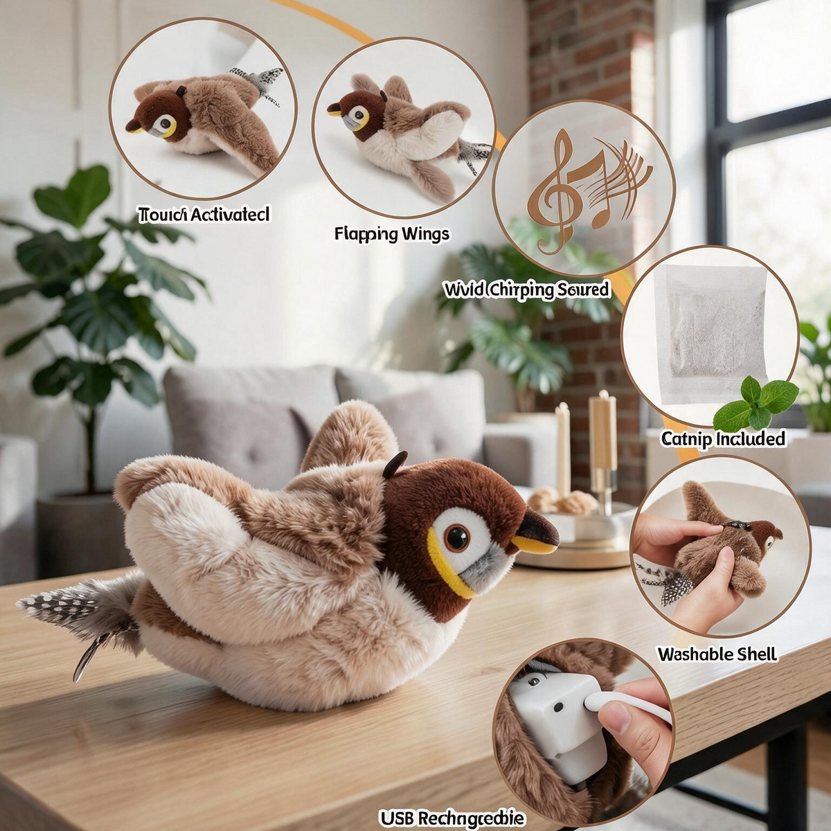 Flying Bird Cat Toy 2.0 – Rechargeable & Motion-Activated